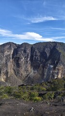 Crater of Mount Ciremai Under Clear Blue Sky