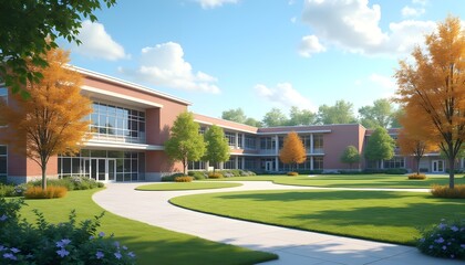 Obraz premium exterior environment of a modern educational building 