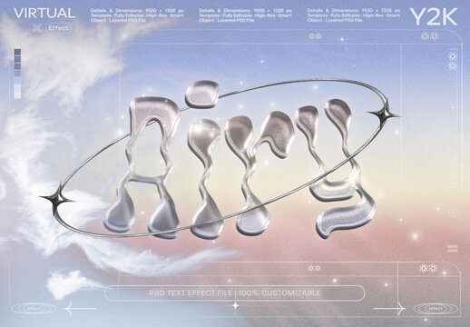 Y2K Chrome Aesthetic Text Effect