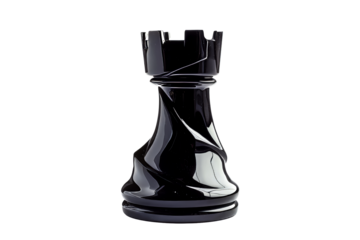 Black Chess Rook Piece, Strategy Game Element, cut out transparent