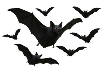 Spooky bats flying for halloween, isolated background