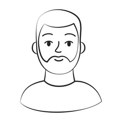 Linear art portrait of a man with a beard. Minimalist Outline Illustration