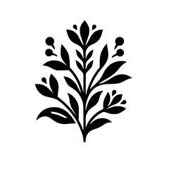 Black and White Floral Illustration: Minimalist Design Element
