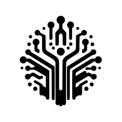 Abstract Circuit Board Tree Logo: Tech & Modern Design