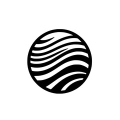 Abstract Wavy Circle Logo in Black and White, Minimalist Design