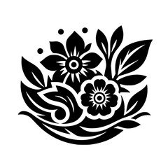 Elegant Black and White Floral Ornament Illustration
