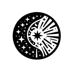 Celestial Yin Yang: Night Sky and Starburst Icon