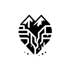 Mountain Heart Logo: Minimalist Black & White Design