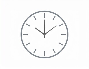 A simple round clock, showing the hands at approximately 1005, with an evenly spaced design