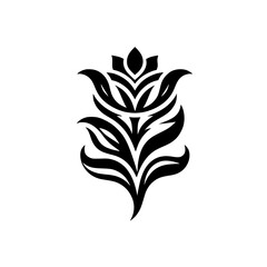Black and White Floral Ornament, Vector Illustration, Isolated Design