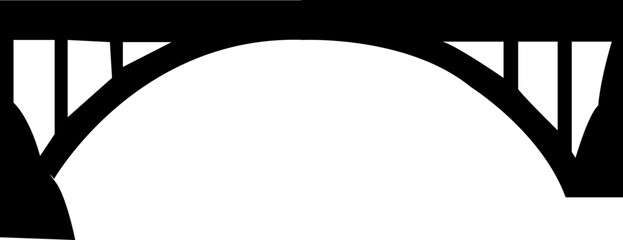 Silhouetted black bridges. Urban industrial architectural structures, city design components. Various bridges for towns and villages, contemporary modern icons, isolated on transparent background