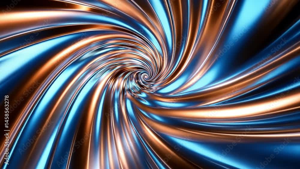 Poster dynamic and vibrant abstract mesmerizing swirl of blue and copper patterns with smooth, reflective s