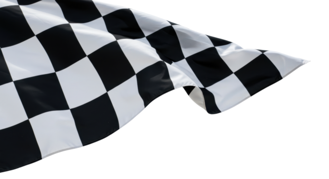 Checkered Racing Flag Waving on Transparent Background