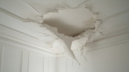 Damaged Ceiling Repair Water Damage Plaster Home Improvement Restoration