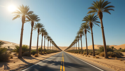Obraz premium Oasis road in the desert.