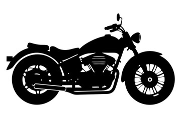 Obraz premium Cruiser motorcycle side view silhouette classic design on transparent background, cruiser motorcycle, motorcycle, silhouette, side view, vehicle, transportation, chopper, bike, motorbike, retro