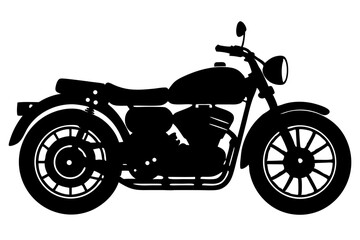 Fototapeta premium Classic motorcycle silhouette with transparent background side profile featuring details, motorcycle, silhouette, classic, vintage, retro, side profile, transportation, vehicle, design, vector, biker