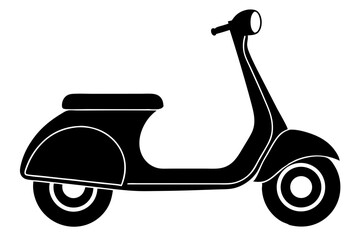 Silhouette of a modern streamlined scooter on white with transparency, scooter, modern, streamlined, transportation, vehicle, silhouette, black, design, urban, mobility, icon, symbol, vector