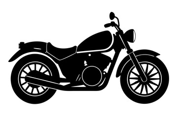 Fototapeta premium Vintage motorcycle side profile silhouette vector illustration with rounded body, motorcycle, silhouette, vector, vintage, retro, bike, transportation, design, illustration, profile, side view