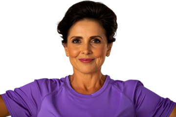 Smiling woman in active wear, head and shoulders, cut out transparent