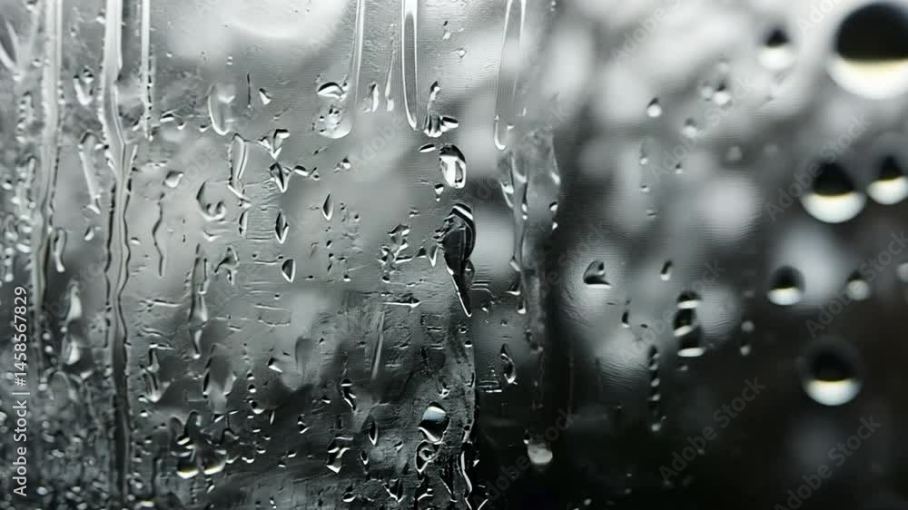 Poster rainy day reflections calm introspection through blurred window view with droplets enhancing natures