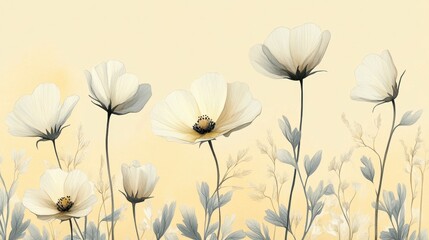 Naklejka premium Beautiful seamless floral water color pattern Set, watercolor wild flowers, leaves and grass,Collection botanic garden elements. Vector isolated illustration in rustic or vintage style,copy space.