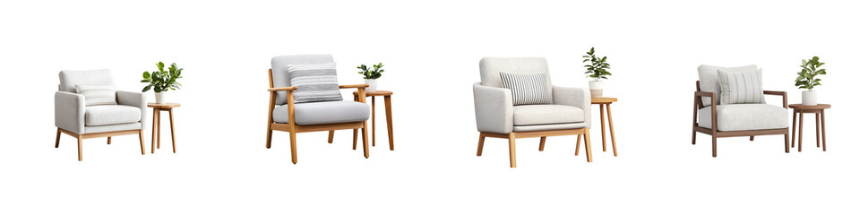 Modern, minimalist living room furniture arrangement