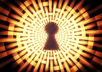 鍵穴のある幾何学的なトンネルの3dイラスト