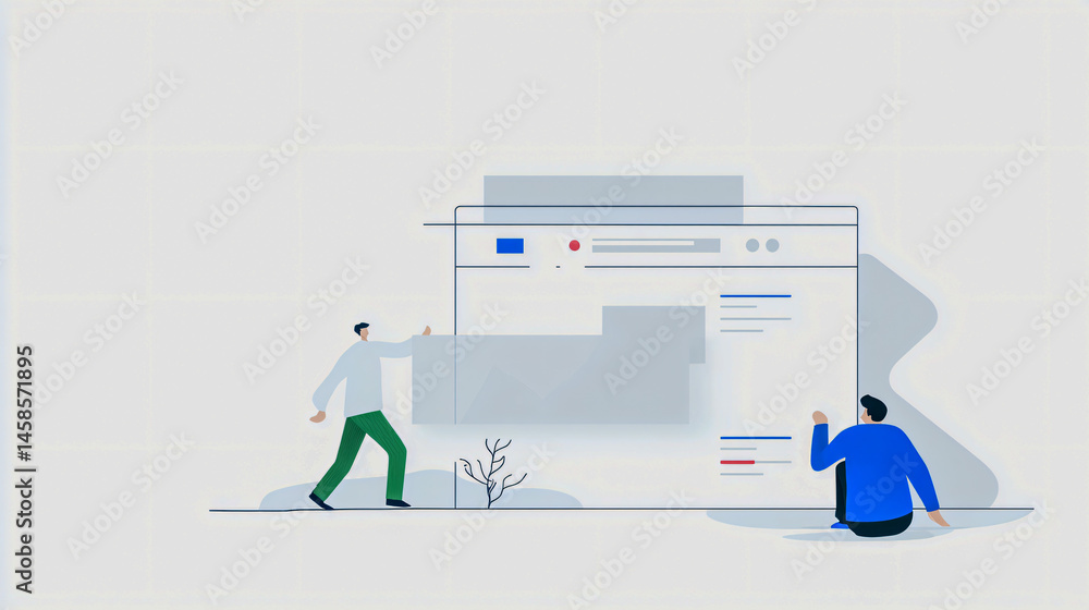 Poster web browser interface illustration in minimalist style on stanford white