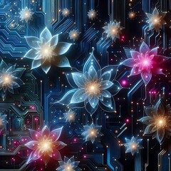 Colourful floral on circuit, background