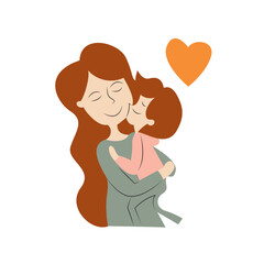 Mother Daughter Love Embrace Illustration