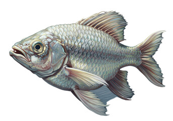 Obraz premium Realistic Illustration Of A Freshwater Fish With Detailed Scales And Fin Textures