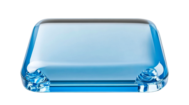 Translucent blue container object, studio lighting, cut out transparent