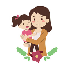 Mother Daughter Hug Illustration Clipart