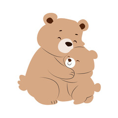 Mother Bear Cub Tender Hug Illustration