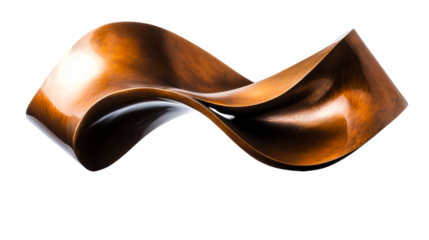 Abstract copper sculpture with smooth curves, cut out transparent