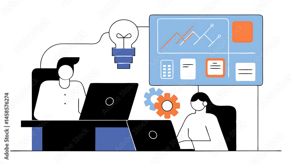 Poster growing efficiency process improvement increase development or productivity working process innovati