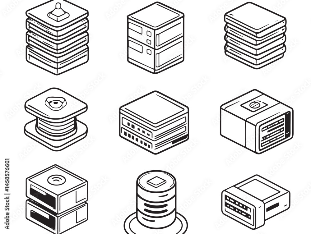 Aufkleber modern data server line art for web and app designs