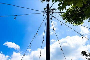 String Lights Sky and Pole