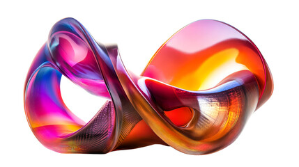 Abstract Flowing Form with Intense Colors, cut out transparent