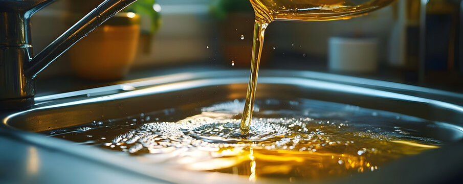Pouring Cooking Oil into Kitchen Sink: A Wasteful Practice