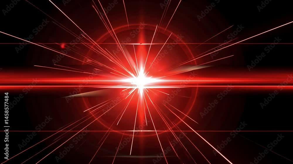 Poster dynamic red light burst radiating energy and glow for striking visual effect against dark background