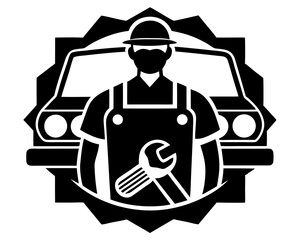 Car Mechanic silhouette vector illustration