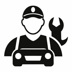Car Mechanic icon silhouette vector illustration