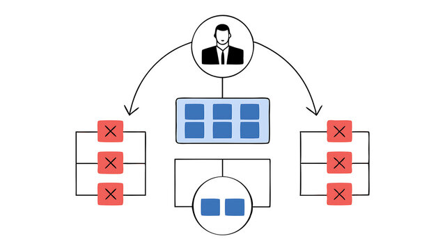 reorganization or reorg to adjust allocate resources change team structure for efficiency restructure organization department and job roles concept businessman ceo reorganize employee role chart