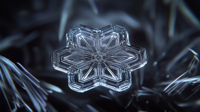 Intricate snowflake macro photography crystal ice texture