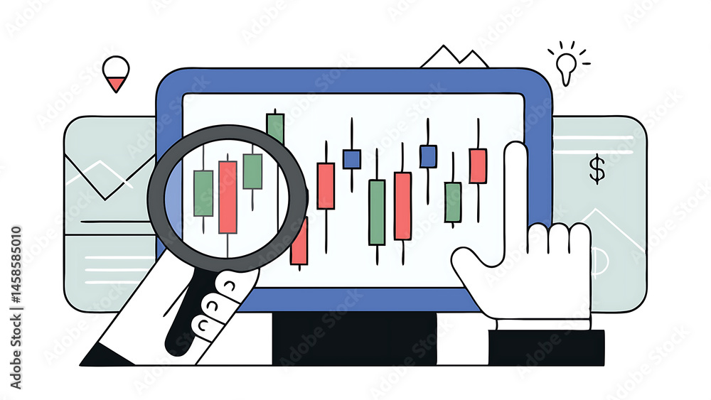Poster technical analysis trader to analyze stock market or crypto currency data movement trend analysis to