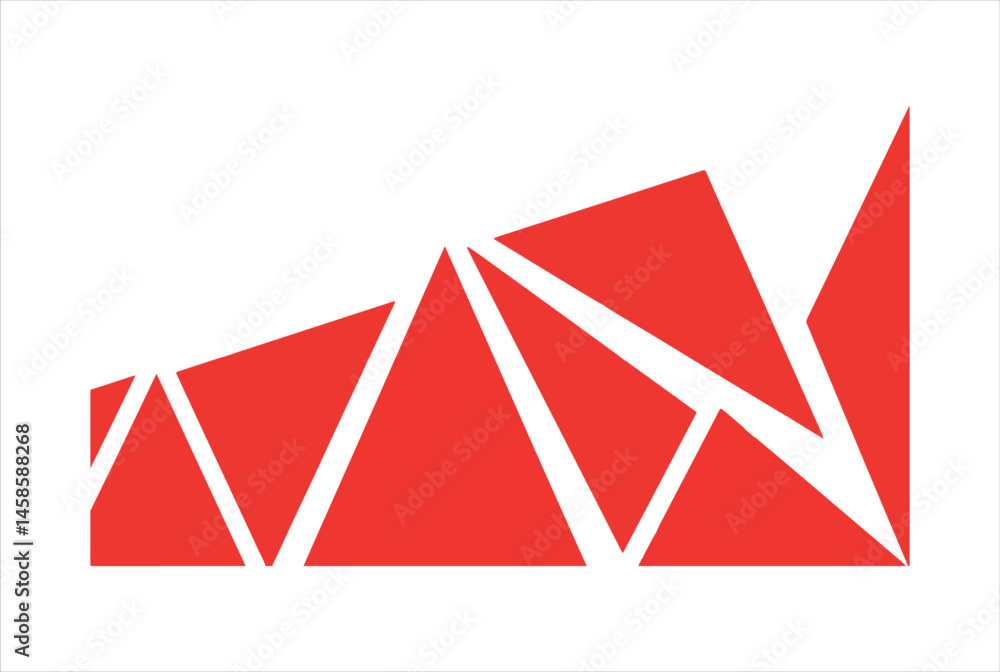 Aufkleber abstract red triangular shapes ascending on a white background