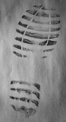 Shoe print on white surface