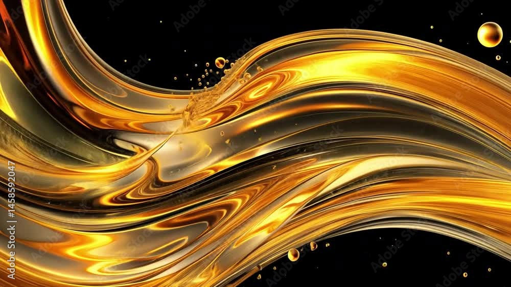 Poster elegant flow of glossy golden liquid mesmerizing abstract design with rich texture and movement agai